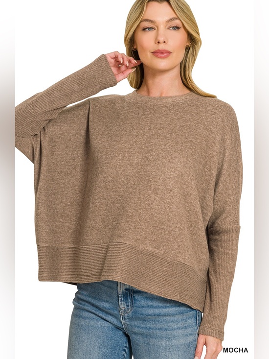 Zenana Tops - Zenana BRUSHED MELANGE HACCI DOLMAN SLEEVE SWEATER